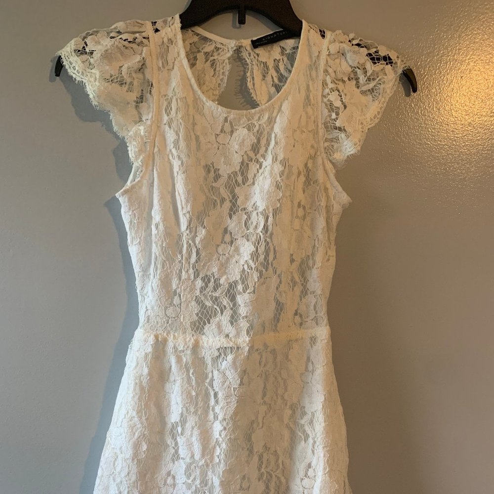 White Lace Backless mini dress